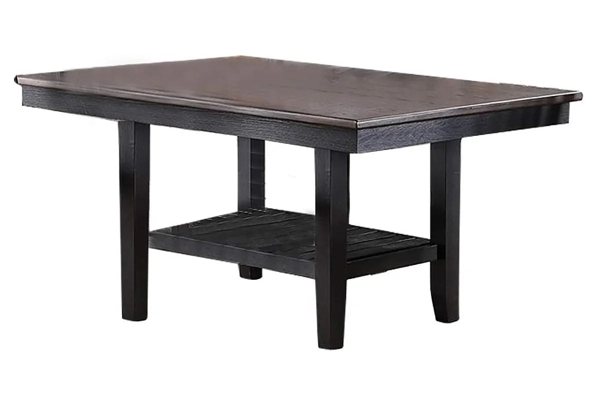 Dining Set Transitional Table With Shelf 6 Chairs Coffee - Furniture Home Direct