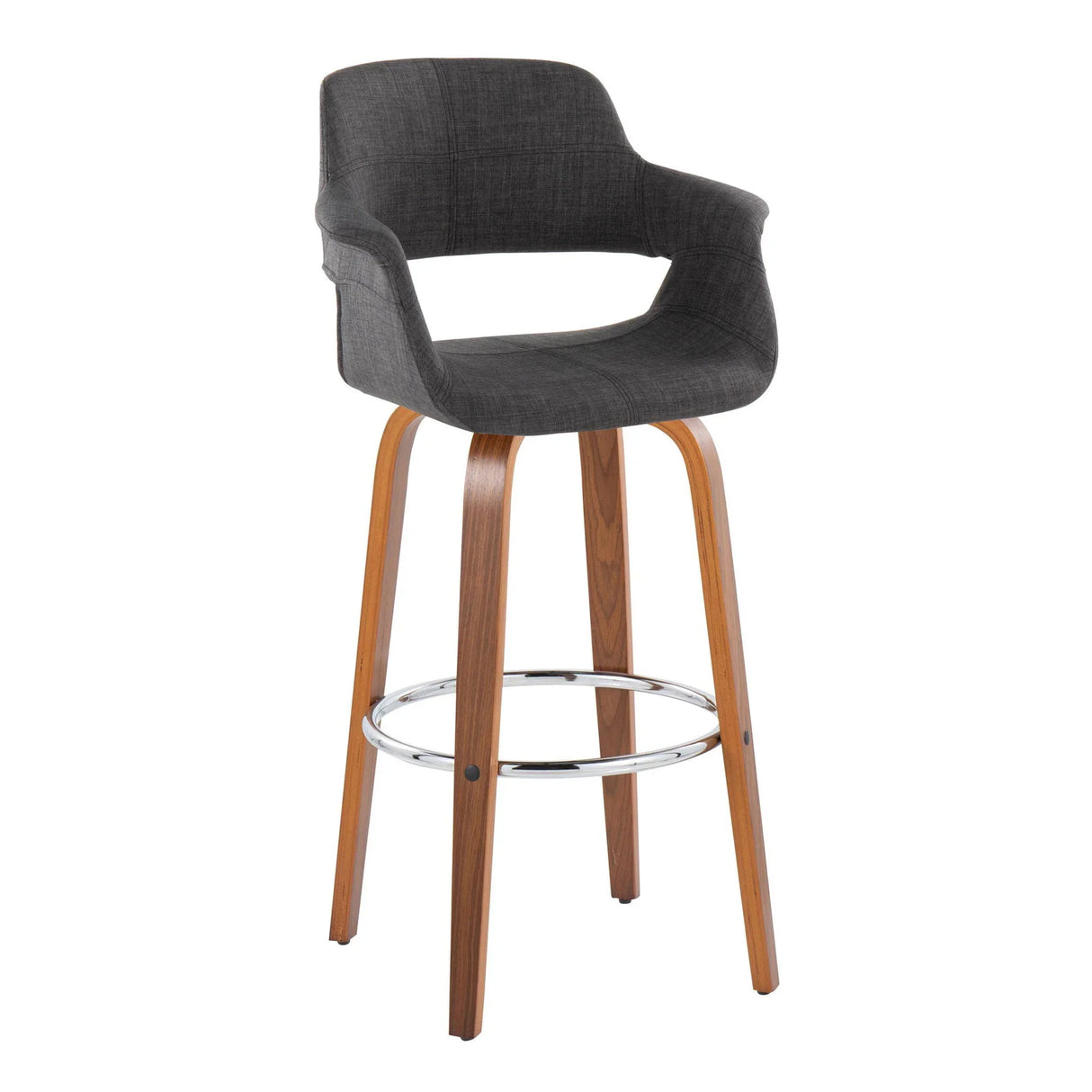 Vintage Flair - Mid Century Modern Fixed Height Barstool With Swivel & Round Footrest (Set of 2) - Furniture Home Direct