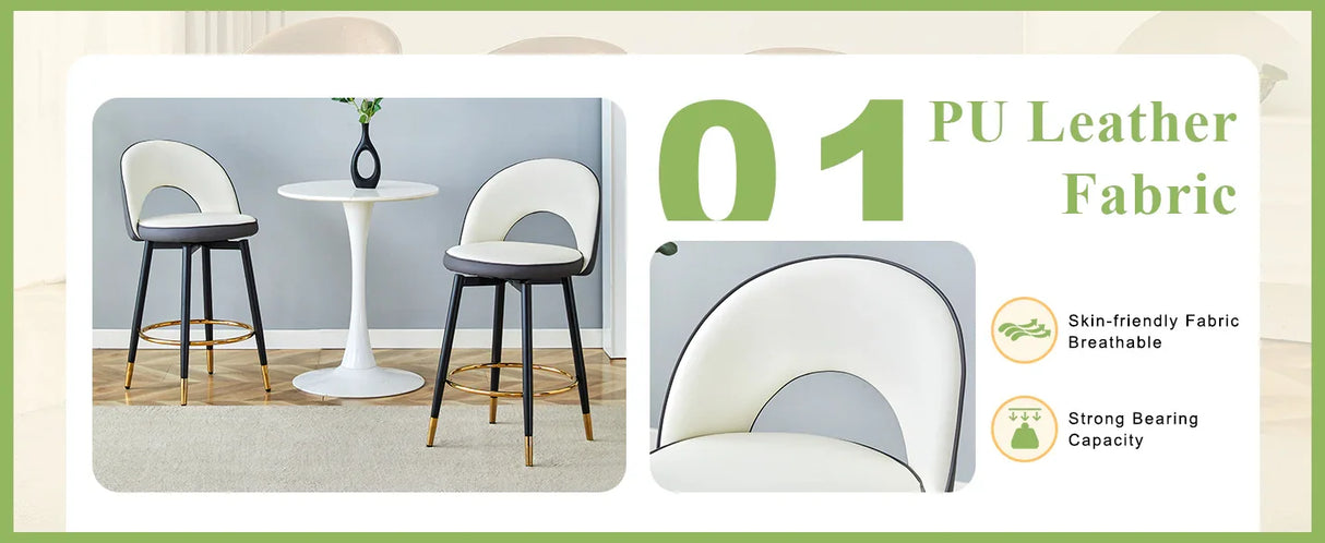 Bar Stool Set Modern Upholstered Two Tone White and Gray - Furniture Home Direct