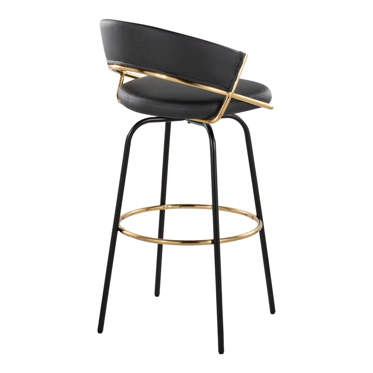 Jie - Fixed Height Contemporary Barstool With Swivel Round Footrest (Set of 2) - Furniture Home Direct