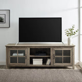 Modern Farmhouse 2 Door Glass Windowpane 70" TV Stand For 80" TVs - Furniture Home Direct