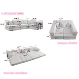 Modular L Shaped Floor Living Room Sofa Set With 6 Pillows - Furniture Home Direct