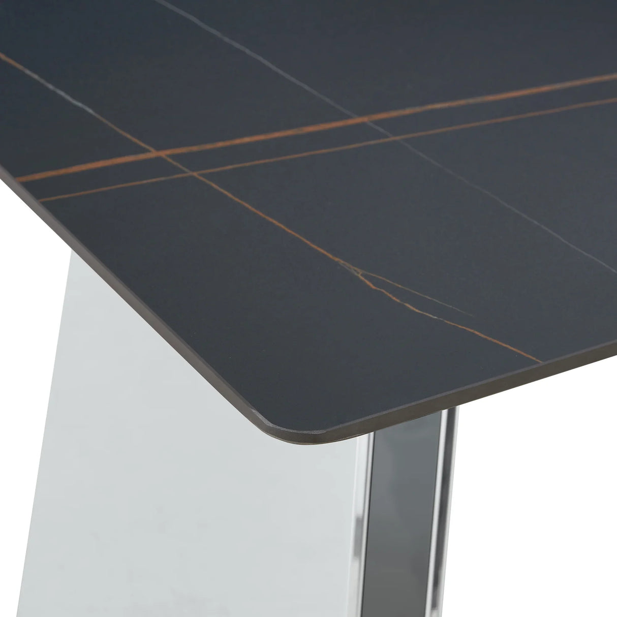 Dining Table Marble Pattern Slab With Butterfly Legs Black - Furniture Home Direct