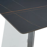 Dining Table Marble Pattern Slab With Butterfly Legs Black - Furniture Home Direct