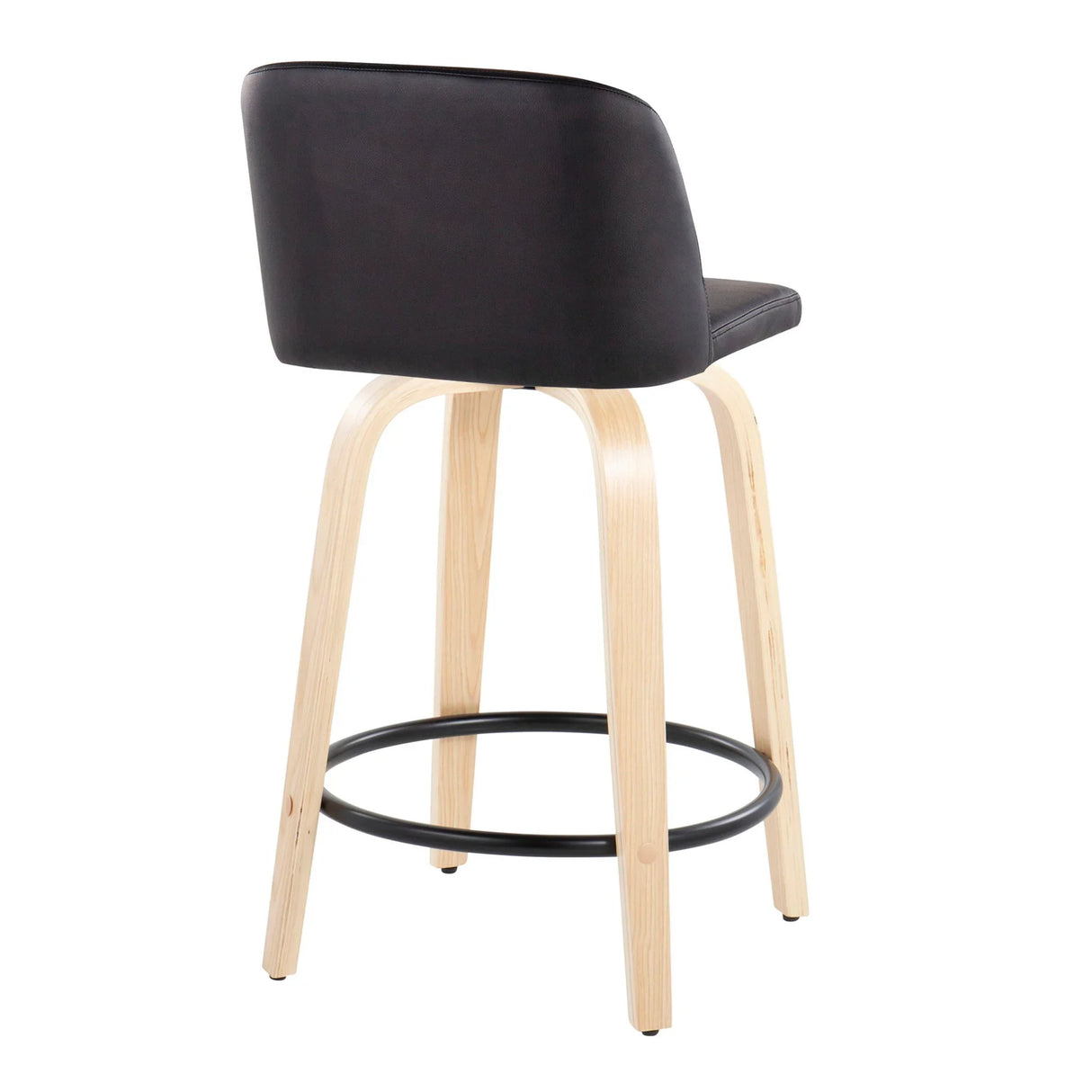 Toriano - Contemporary, Fixed Height Counter Stool With Swivel And Round Footrest (Set of 2) - Furniture Home Direct
