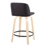 Toriano - Contemporary, Fixed Height Counter Stool With Swivel And Round Footrest (Set of 2) - Furniture Home Direct
