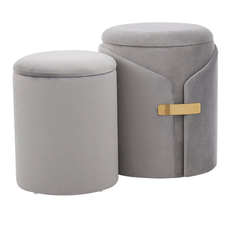 Dahlia - Contemporary / Glam Nesting Ottoman Set - Furniture Home Direct