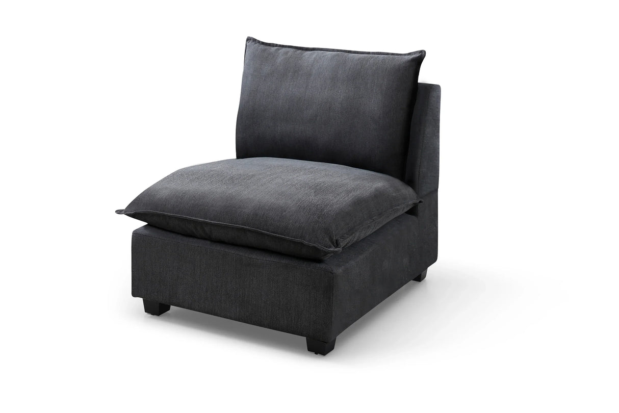 130" Linen Modular Sectional with Two Ottomans - Gray - Furniture Home Direct