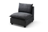 130" Linen Modular Sectional with Two Ottomans - Gray - Furniture Home Direct