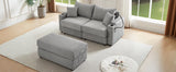 Modern Style Loveseat With Storage, Ottoman, Two USB Ports, Two Cup Holders and Phone Holder - Gray - Furniture Home Direct