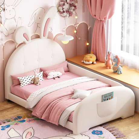 Upholstered Rabbit-Shape Princess Bed With Headboard And Footboard - Furniture Home Direct