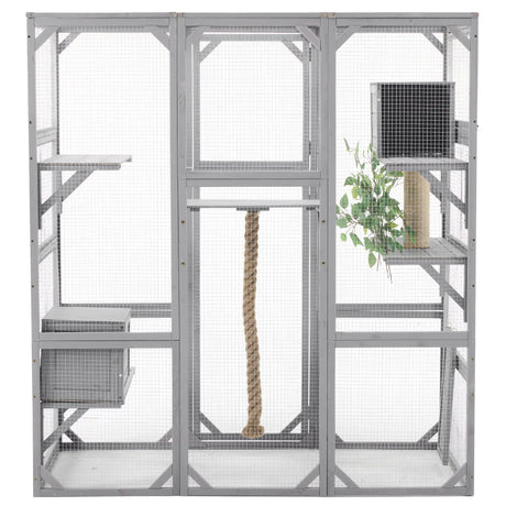 Outdoor Cat House, Diy Cat Enclosure Catio With Double Enter Doors - Furniture Home Direct