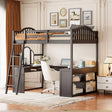 Loft Bed With Drawers, Cabinet, Shelves With Desk - Furniture Home Direct