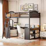 Loft Bed With Drawers, Cabinet, Shelves With Desk - Furniture Home Direct