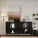 Accent Cabinet Lacquered Wooden Cabinet With 4 Glass Doors Sideboard Buffet Server Cabinet Storage Cabinet, For Living Room, Entryway, Hallway, Office, Kitchen And Dining Room - Furniture Home Direct