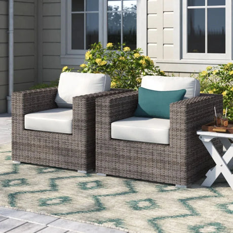 Grade - Club Patio Chair With Sunbrella Cushions Stylish And Durable Outdoor Seating For Ultimate Comfort (Set of 2) - Gray Mix / White - Furniture Home Direct
