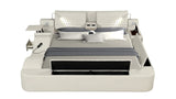 Queen Bed Upholstered Platform with Built in Lighting Beige - Furniture Home Direct