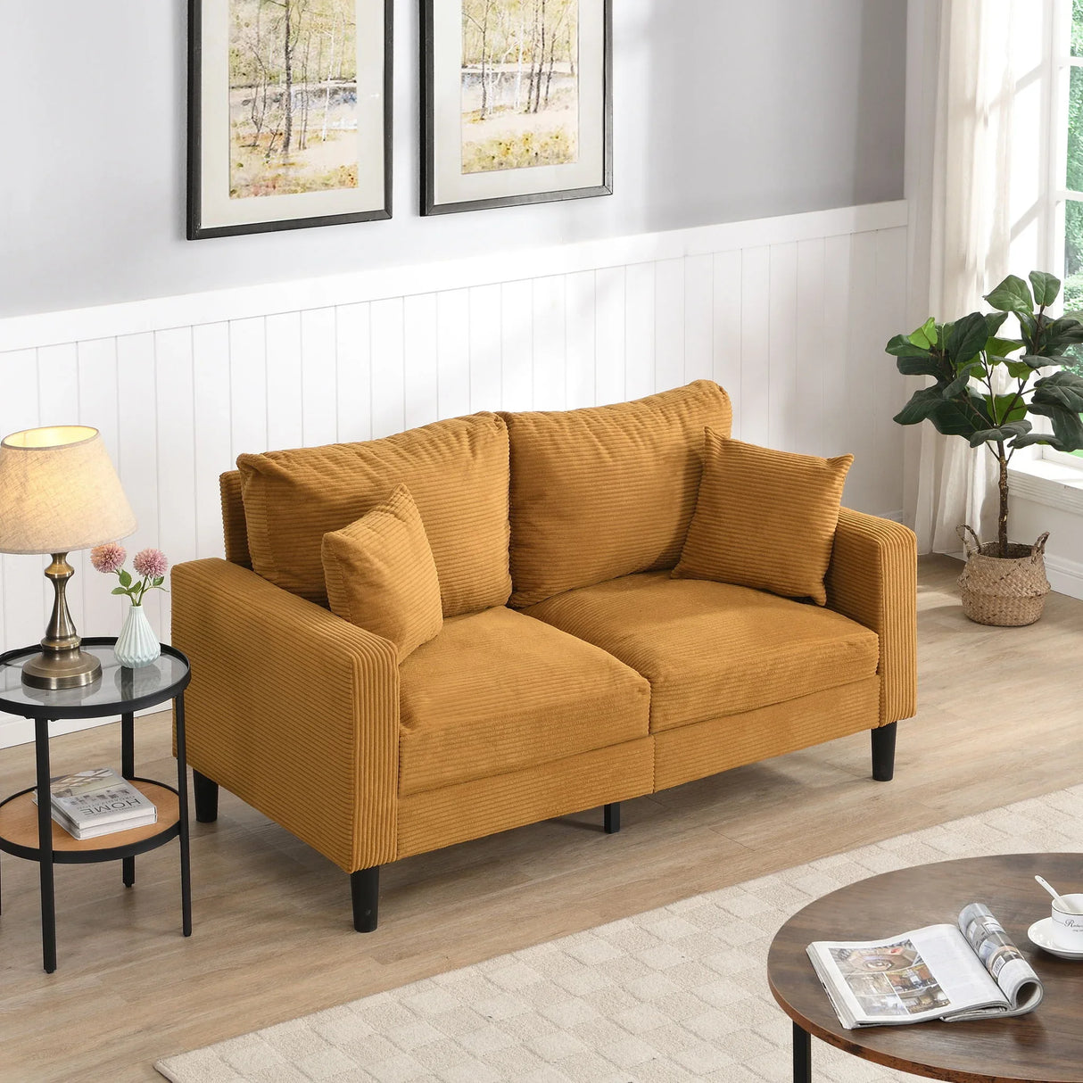 High Resilience Loveseat Sofa With Wooden Frame - Furniture Home Direct