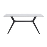 Dining Set Marble Look Table Faux Leather Chairs Gray - Furniture Home Direct