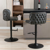 Counter Height Bar Stools Tufted Upholstered Dark Gray - Furniture Home Direct