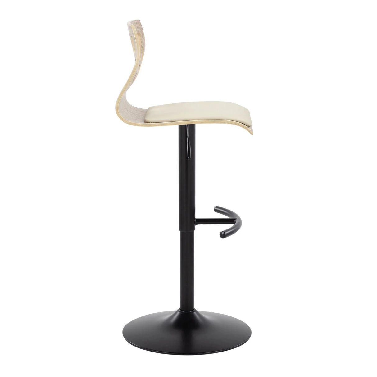 Folia - Mid Century Modern Adjustable Barstool With Swivel With Rounded T Footrest (Set of 2) - Furniture Home Direct