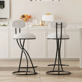 Round Print Bar Stools Upholstered Chairs For Kitchen (Set of 2) - Furniture Home Direct