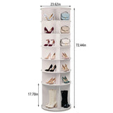 7 Tier Rotating Shoe Rack With High Base Design, Freestanding 360° Organizer For 28 Pairs - White - Furniture Home Direct