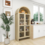 Tall Arched Kitchen Pantry, Modern Farmhouse Wood Kitchen Storage Cabinets, Arched Storage Display Cabinet With Adjustable Shelves, Versatile Cupboard For Kitchen, Dining Room - Natural - Furniture Home Direct