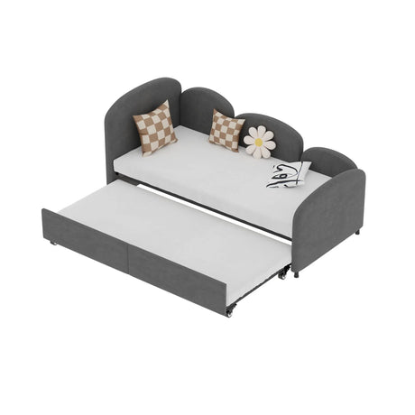 Modern Velvet Upholstered Daybed With Additional Bed Frame - Furniture Home Direct