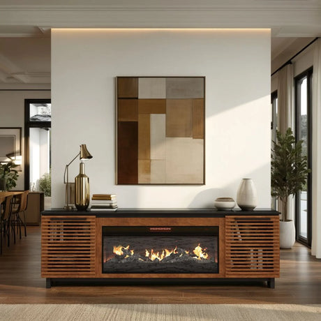 Graceland - Fireplace TV Stand Console For TVs Up To 100" - Black, Bourbon - Furniture Home Direct