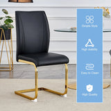 Dining Chairs Set of 2 Modern Gold Metal Frame Black - Furniture Home Direct