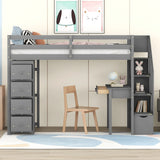Loft Bed With Storage Drawers, Desk And Stairs With Shelves - Furniture Home Direct