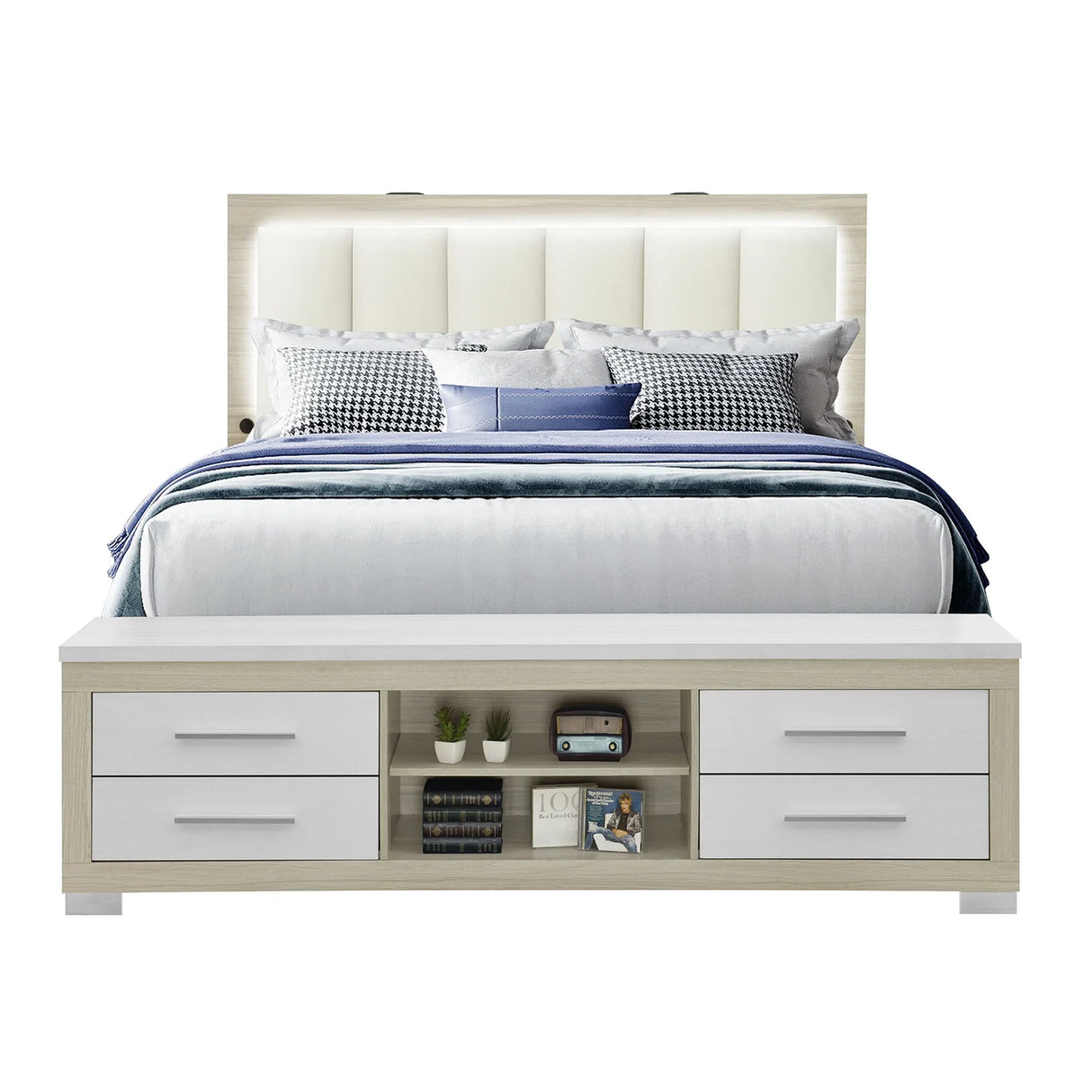 Messa - Bed With Storage Features And LED Lighting - Furniture Home Direct