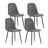 Modern Medieval Style Cushioned Side Chairs Set With Black Metal Legs For Kitchens - Furniture Home Direct