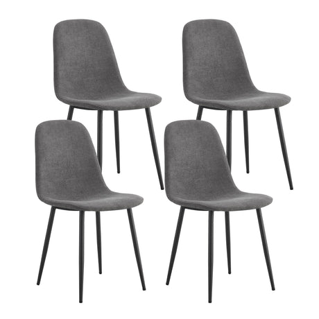 Modern Medieval Style Cushioned Side Chairs Set With Black Metal Legs For Kitchens - Furniture Home Direct