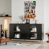 Accent Cabinet Lacquered Wooden Cabinet With 4 Glass Doors Sideboard Buffet Server Cabinet Storage Cabinet, For Living Room, Entryway, Hallway, Office, Kitchen And Dining Room - Furniture Home Direct