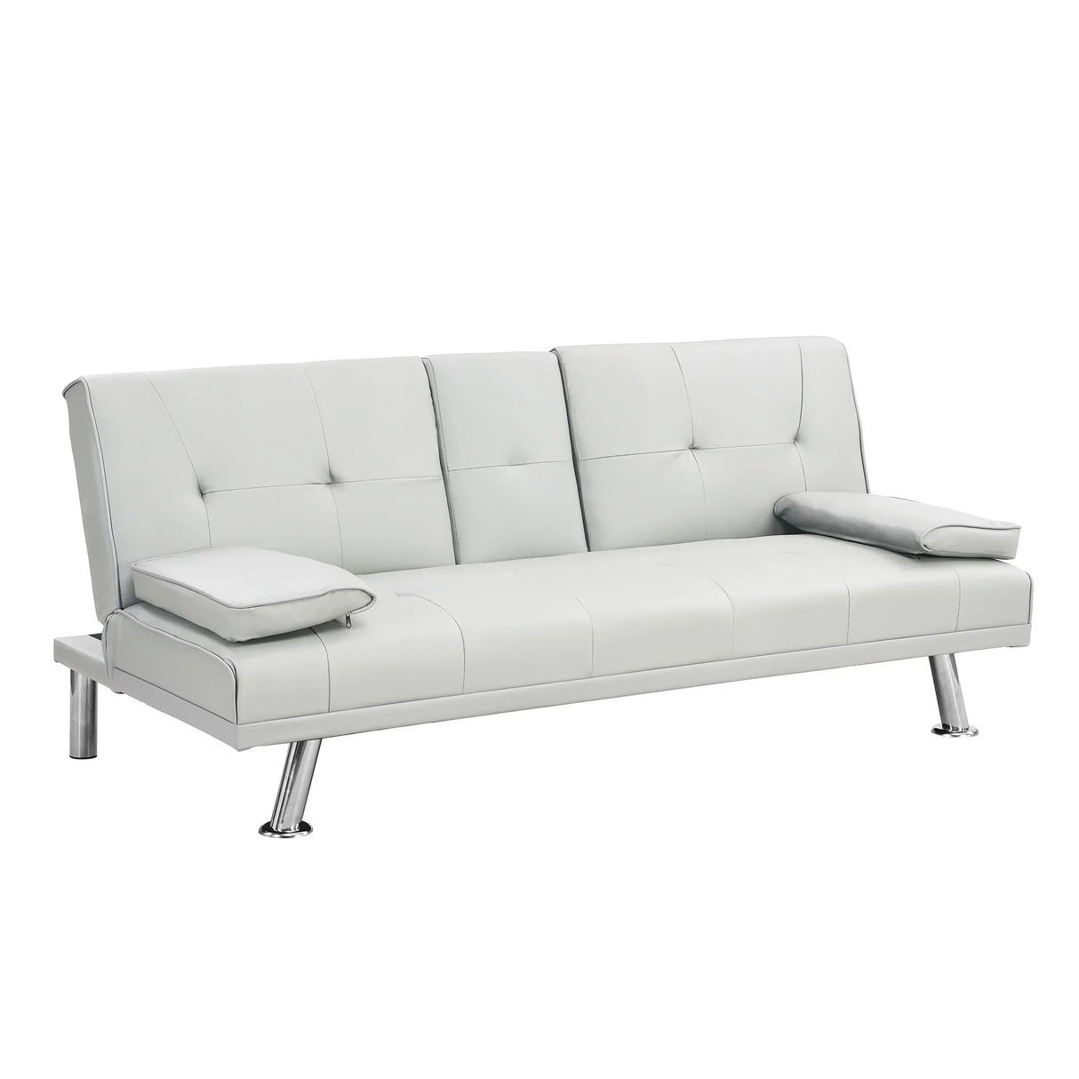Sleeper Sofa with Armrest and Two Cup Holders - White - Furniture Home Direct