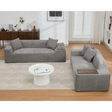 2 Piece Boucle Cloud Living Room Set with 2 Trays - Dark Gray - Furniture Home Direct