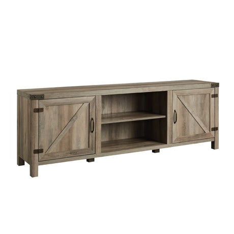 Rustic Farmhouse Double Barn Door 70" TV Stand For 80" TVs With Center Shelves - Furniture Home Direct