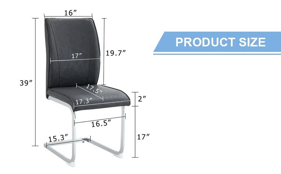 Dining Chairs Cantilever Metal Frame Polished PU Dark Gray - Furniture Home Direct