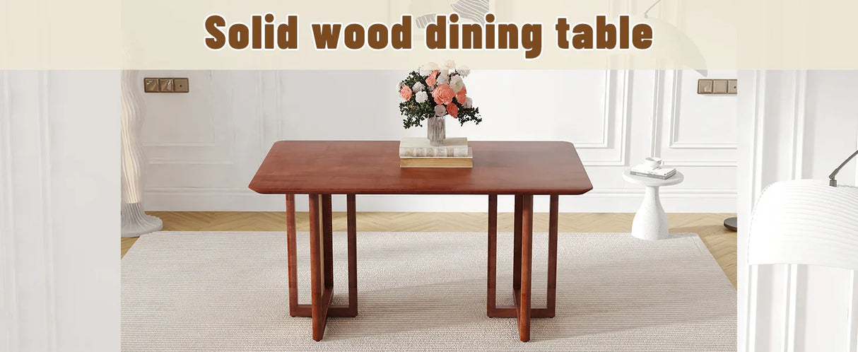 Dining Table Retro Solid Wood Rectangular Classic Walnut - Furniture Home Direct