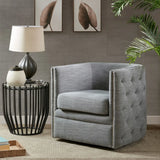 Capstone - Swivel Barrel Chair With Nailhead Accents And Button Tufting - Furniture Home Direct