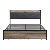 Modern Bed Frame With LED Lights, Upholstered Headboard, USB Charging - Furniture Home Direct