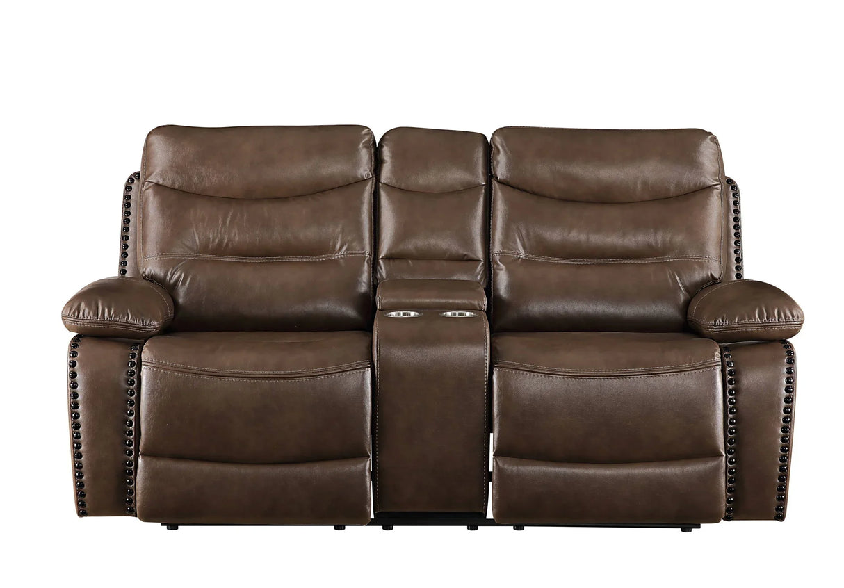 Aashi - Leather Gel Match Recliner Loveseat - Brown - Furniture Home Direct