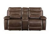 Aashi - Leather Gel Match Recliner Loveseat - Brown - Furniture Home Direct