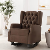 Amedou - Contemporary Tufted Wingback Rocking Chair - Dark Brown