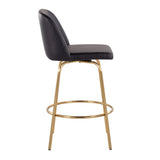 Toriano - Contemporary, Fixed Height Counter Stool With Swivel With Round Footrest (Set of 2) - Furniture Home Direct