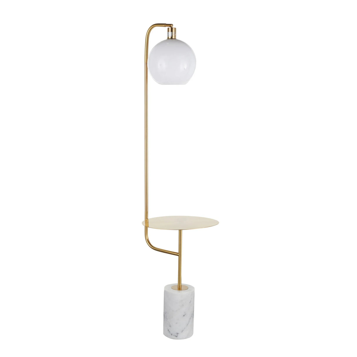 Symbol - Contemporary / Glam Floor Lamp Side Table - White Marble - Furniture Home Direct