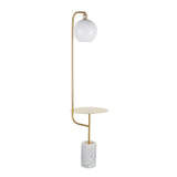 Symbol - Contemporary / Glam Floor Lamp Side Table - White Marble - Furniture Home Direct