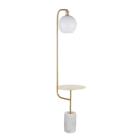 Symbol - Contemporary / Glam Floor Lamp Side Table - White Marble - Furniture Home Direct
